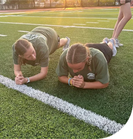 Cadets doing planking exercise