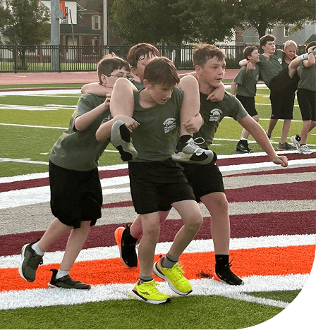 Kids at camp cadet doing team building activities