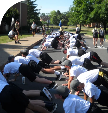Cadets doing group exercises